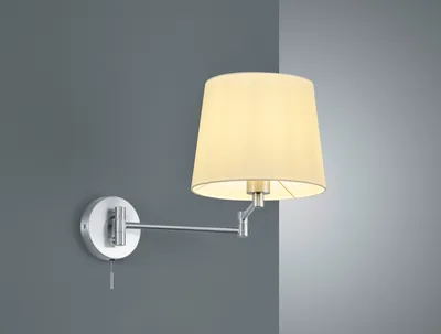 Produktbild von Große Wandleuchte Stofflampe mit Zugschalter und schwenkbarem langem Lesearm