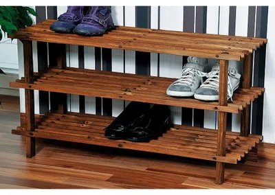 Image de Kesper Étagère à chaussures, Sapin foncé 3 étages, 69733
