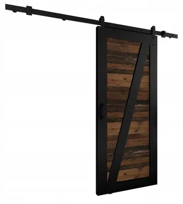 Produktbild von KierMoebel Schiebetür Komplettset LOFT ADIO 3 Schwarz & Old Style 86x205x3,2 cm, Wohnzimmer Schiebetür