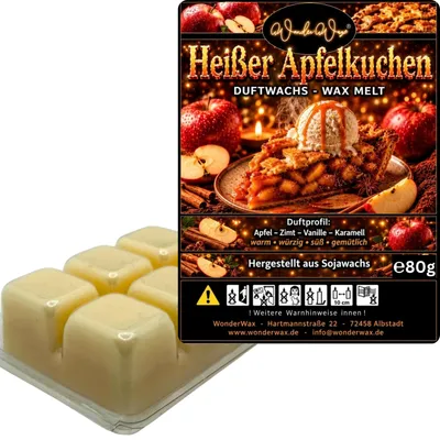 Produktbild von WonderWax Duftwachs Wax Melts für Duftlampe, 6 Würfel Duftmelt Wachsmelt Sojawachs Duftwachs Würfel für Raumdüfte, Wachs Duftöl Winter Indoor Schmelzen für Aromalampe Heißer Apfelkuchen