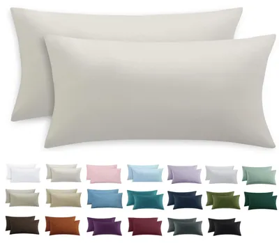 Produktbild von Kissenbezug 40 x 80 cm, 2er-Set – Beige Mikrofaser-Kissenbezug mit Reißverschluss, weich, 40 x 80 cm