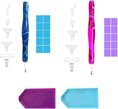Immagine prodotto di Kit per Diamond Painting - Accessori per hobby - Artigianato creativo - Design ergonomico - 2 penne, 20 colori - Blu, rosa