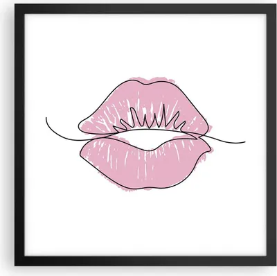Produktbild von Gerahmtes Poster - Schwarzer Rahmen - Mund Bild Modern - 40x40 cm - Wand Bild - Wanddeko - Wandbilder - Kunstposter - Wandposter - Bilderrahmen - Bilder - Kunstdruck - Wanddekoration - P2BAC40x40-4543