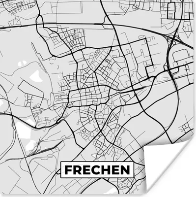 Produktbild von MuchoWow® Poster Karte - Deutschland - Frechen - Karte der Stadt 50x50 cm - Wohnzimmerdekoration
