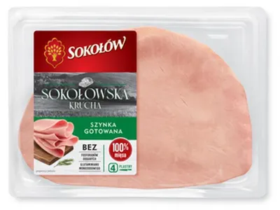 Obrázek produktu pro Křehká šunka Sokołowska – vařené plátky 160 g