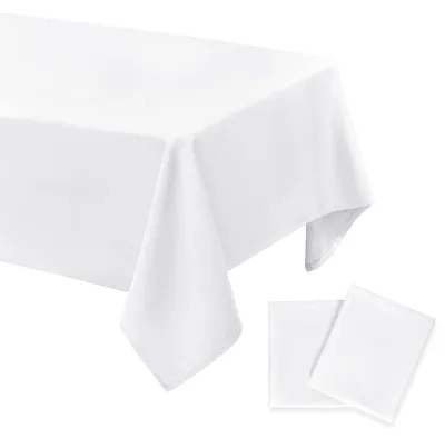 Produktbild von Set von 2 Weißen Tischdecken, Fleckenbeständig und Wasserabweisend, 140 x 240 cm