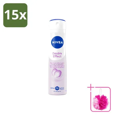 Productafbeelding van 15 x NIVEA Double Effect Antitranspirant Spray - 150 ml - Voordeelverpakking - 15 stuks