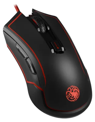 Image de Lexip HBO Game of Thrones - Targaryen, ambidextre, optique, sans fil RF + USB Type-C, 4800 DPI, noir, rouge