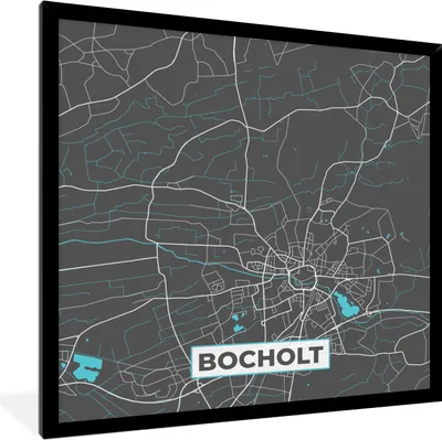 Produktbild von MuchoWow® Gerahmtes Poster Stadtplan - Deutschland - Blau - Bocholt - Karte 40x40 cm - Poster mit Schwarzem Bilderrahmen Wandposter Rahmen Foto Bilder - Mit Rahmen - Wanddekoration Schlafzimmer