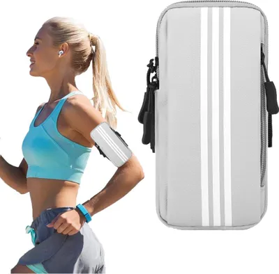 Produktbild von Handytasche Laufen Sport, Laufarmband Handyhalterung, Handytasche Joggen Handy Armband, Handytasche Joggen, Für Laufen, Workout, Joggen und Fitness (Grau)