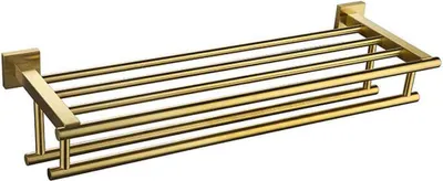 Produktbild von Doppelhandtuchstange 40 Cm, Gebürsteter Edelstahl 304 In Goldoptik, Für Badezimmer Und Schlafzimmer