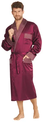 Produktbild von FOREX Lingerie edler und hochwertiger Herren Satin-Morgenmantel im tollen Design, 4XL, Bordeaux