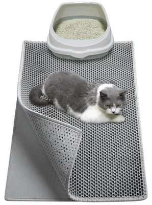 Zdjęcie produktu dla Solidchoice - Wodoodporna mata pod kuwetę dla kota, wzór plastra miodu, 61 x 38 cm