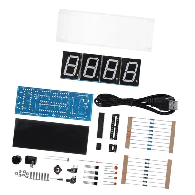 Zdjęcie produktu dla Elektroniczny zegar DIY Kit, 4-cyfrowy cyfrowy zegar LED DIY, cyfrowy zegar LED DIY, cyfrowy zegar elektroniczny, zegar LED DIY