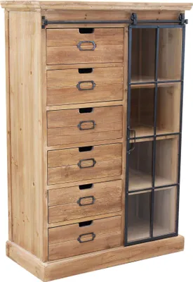 Immagine prodotto di Milani Home - cassettiera con anta scorrevole in legno e metallo, 82 x 40 x 123 cm, stile industrial
