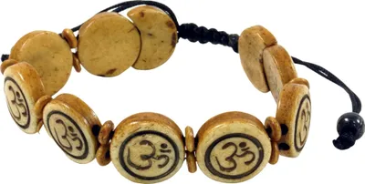 Produktbild von Buddhistisches Armband OM - Braun Modell 9, Yak-Knochen, Armreifen & Armbänder Modeschmuck
