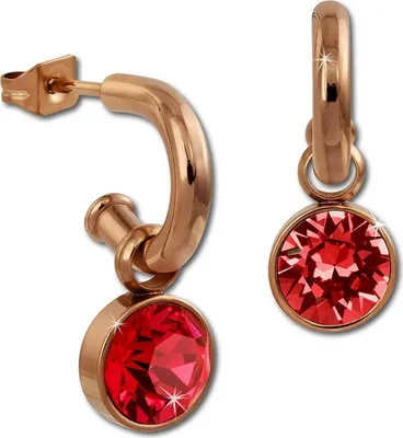 Produktbild von Amello Ohrringe Edelstahl Ohrhänger rot glitzernde Zirkonias rosegold D2ESOS51R