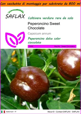 Immagine prodotto di SAFLAX Garden in the bag - Peperoncino Sweet Chocolate - 10 semi - Capsicum