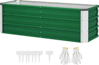 Produktbild von Metall-Hochbeet, 2 separate Pflanzbereiche, offener Boden, einfacher Aufbau, 125 x 47 x 40cm, Grün