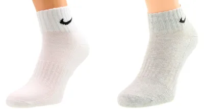 Produktbild von Nike Socken Herren Damen One Quater Socks - Farbe: 1 Paar weiss 1 Paar grau - Größe: 38-42