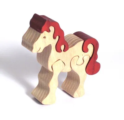 Obrázek produktu pro Fauna Dřevěné vkládací puzzle z masivu malý kůň bílý