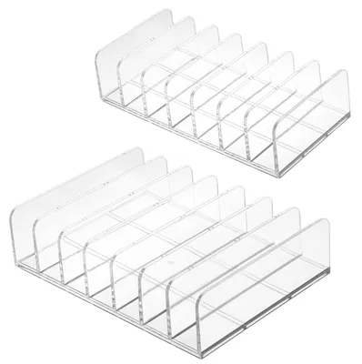 Image de Organiseur pour fards à paupières en 2 parties, organiseur de cosmétiques en acrylique, organiseur de maquillage à 7 compartiments, organiseur de palettes transparent pour les tiroirs de la chambre, rangement pour maquillage