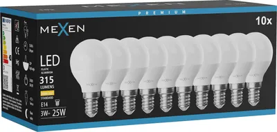 Zdjęcie produktu dla Mexen Nova 10x żarówka LED E14, G45, 3W, Ciepła - 3000K, 315 lm - L101-E14-0330-01x10