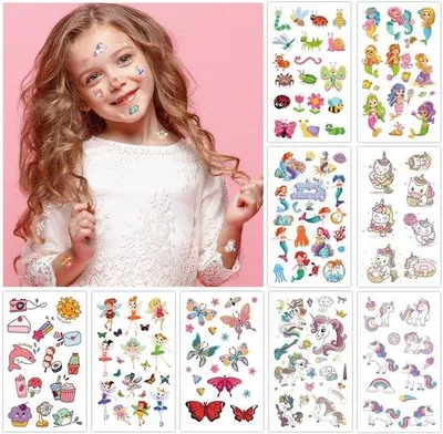 Immagine prodotto di Tatuaggi temporanei per bambini, confezione da 30 fogli - Tatuaggi temporanei delicati sulla pelle - Motivi: dinosauri, unicorni, pirati - Ideali come regalo per bambini - Combinazioni creative