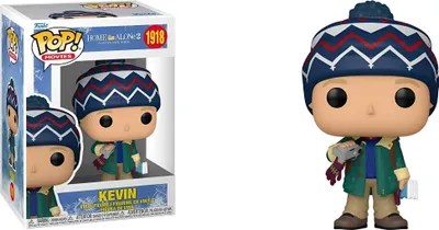 A Funko Pop! vinyl figure of Kevin from Home Alone 2, shown in its original packaging and also displayed outside the box.