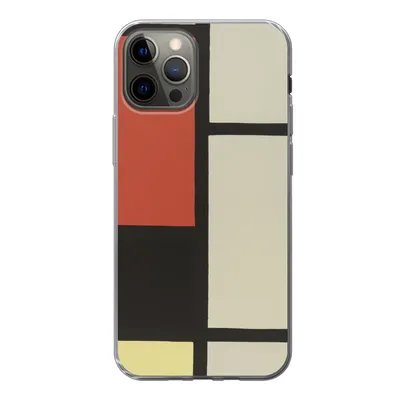 Produktbild von MuchoWow® Handyhülle Schutzhülle Hülle für iPhone 12 Pro Komposition mit rotem Quadrat, schwarz, blau - Piet Mondrian Silikon Softcase Handy Hülle - Abdeckung