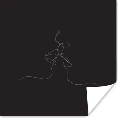 Produktbild von MuchoWow® Poster Kuss - Linienkunst - Paar 100x100 cm - Babyzimmer