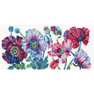 Immagine prodotto di Set per punto croce RTO "Papaveri viola" M604, schema contato, 45x22 cm