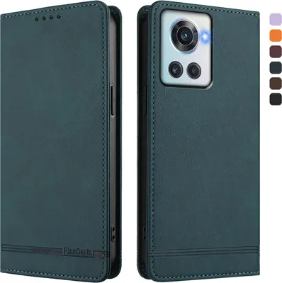 Produktbild von Hülle für OnePlus 10R, Retro Kunstleder Ständer Klapphülle mit Kartenfächer und Magnetische Grün
