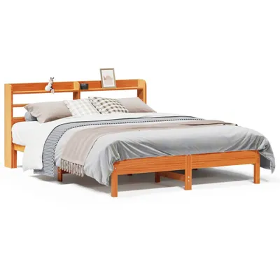 Produktbild von vidaXL Massivholzbett ohne Matratze Wachsbraun 150x200 cm Kiefernholz