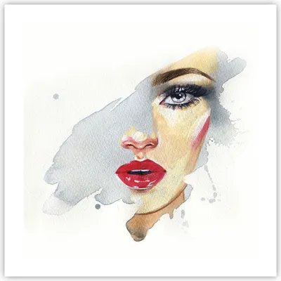 Produktbild von Poster - Poster ohne Rahmen - Aquarell Frau Mund - 50x50 cm - Wand Bild - Wanddeko - Wandbilder - Kunstposter - Wandposter - Bilder - Kunstdruck - Wanddekoration - Wandbild - P2XAC50x50-4891