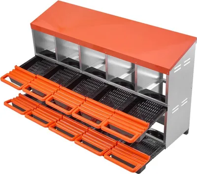 Image de Boîtes à nid pour poules à 2 niveaux, 10 compartiments, boîtes métalliques pour la ponte avec couvercles de protection, boîtes à nid coulissantes, faciles à assembler, idéales pour les poules, les canards, les poulets et autres volailles.