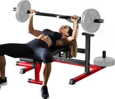 Image de Presse à poitrine VEVOR, ensemble de développé couché supportant une charge de 204 kg, banc incliné plat réglable avec bras convergents indépendants