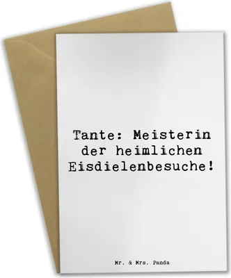 Produktbild von Mr. & Mrs. Panda babykarte Spruch Tante Eisdielenmeisterin - Weiß - Geschenk, einladungskarten, valentinstagskarte, Liebe, Familie, dankeskarten, Verwandtschaft, Lustig