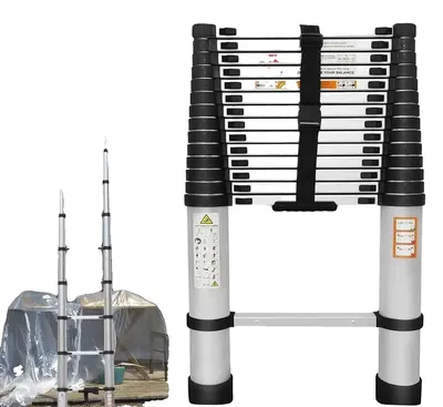 Productafbeelding van Telescopische ladder, antislip ontwerp, draagvermogen 150 kg, 4 meter / 14,4 voet (aluminium)