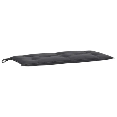 A dark gray bench cushion shown from a side angle against a white background.