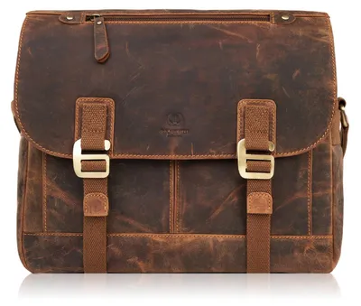 Produktbild von Paolo Peruzzi Herrentasche Umhängetasche Arbeit Tache aus Echtes Leder Vintage-Stil groß Braun