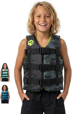 Imagen del producto de Chaleco salvavidas para niños, flotabilidad de 50N, para niños de 25 a 40 kg, con correas ajustables, fabricado en nylon, ideal para actividades acuáticas