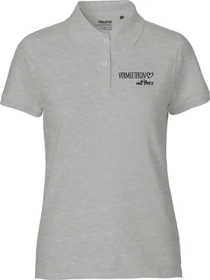 Produktbild von Huuraa Damen Polo Shirt Vermieterin mit Herz XS Sport Grey Bio Baumwolle Fairtrade Poloshirt Geschenkidee