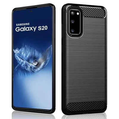 Produktbild von Techsuit Carbon Silicone Back Cover Hülle für Samsung Galaxy S20 - Schwarz