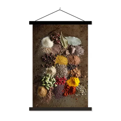 Produktbild von MuchoWow® Textilposter Gewürze zusammen gemischt 120x180 cm mit schwarzem Rahmen - Fotos