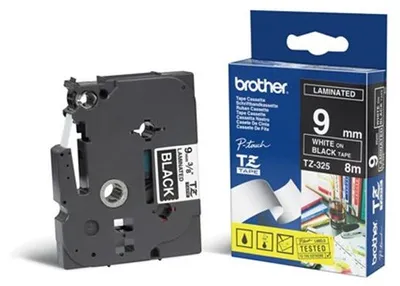 Produktbild von Brother Schriftbandkassette TZE-325 schwarz/weiß 9 mm