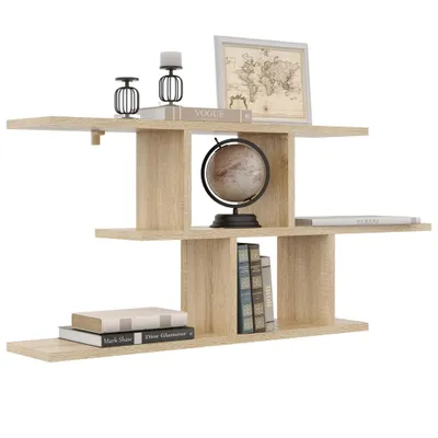 Produktbild von Hängeregal Eiche Sonoma – Modernes Wandregal im skandinavischen Stil für Wohnzimmer Büro Schlafzimmer