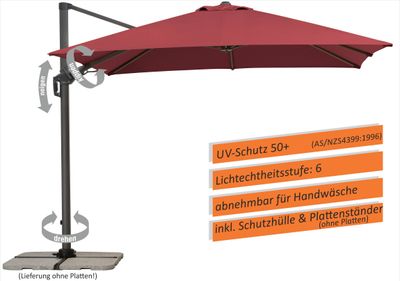 Schneider Sonnenschirm  Rhodos Twist 300 x 300 cm, bordeaux 730-08 - OHNE BEFESTIGUNGSPLATTEN