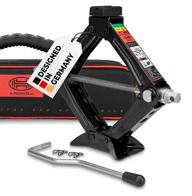 Obrázok produktu pre HEYNER® Hydraulický zdvihák na vozidlá, nosnosť 1 t, zdvihový rozsah 250–348 mm, & GS, zdvihák s kľukou a gumovou podložkou, vhodný pre prívesy/osobné automobily - s puzdrom