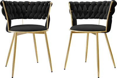Produktbild von MIRJAN24 Polsterstuhl Muz DC-1141/GL (2er-Set), Metallfüße, Wohnzimmer Stühl-Set, Esszimmerstuhl (Farbe: 77-Schwarz)